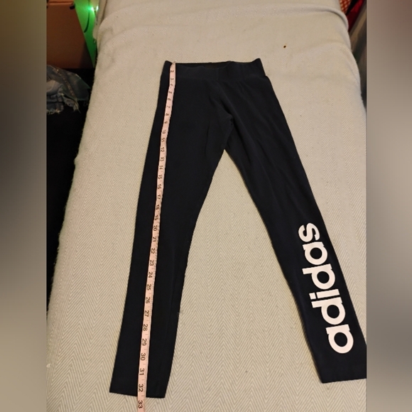 Adidas Navy Blue Leggings with Bold Logo - Picture 3 of 6